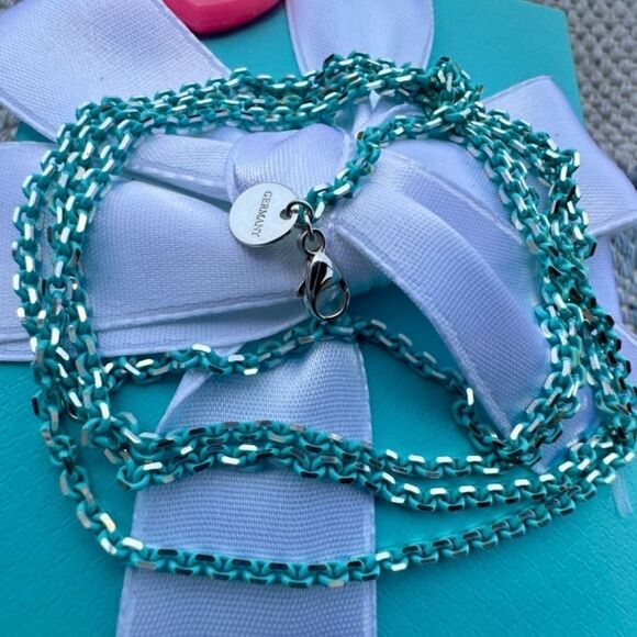 NEW 30" Tiffany & Co. Blue Enamel Sparkler Necklace - Picture 8 of 8